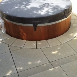 Curved area around a spa pool