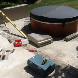 Preparing area around spa pool