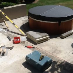 Preparing area around spa pool