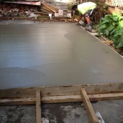 Wet concrete pad